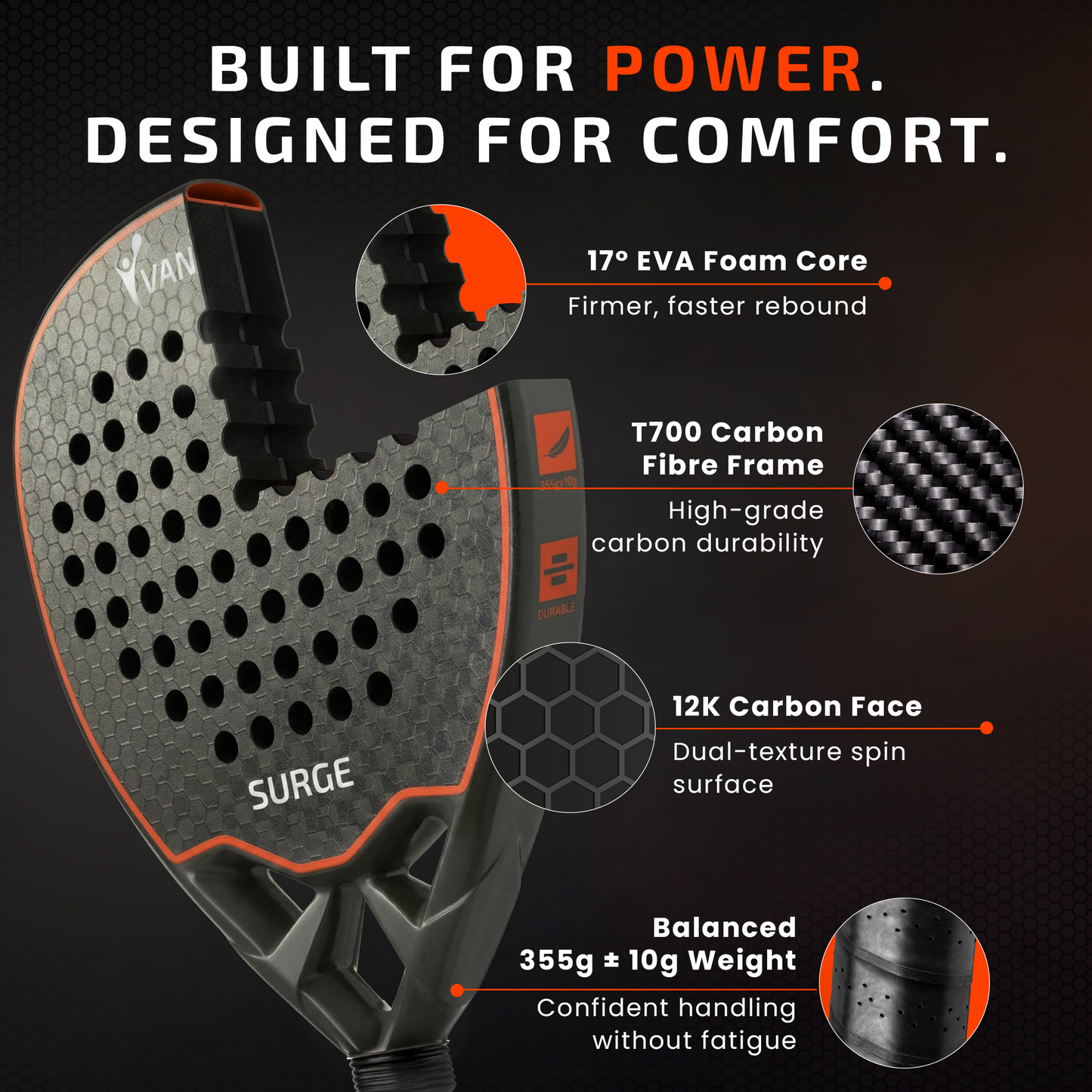 VANTA SURGE Padel Racket Bundle